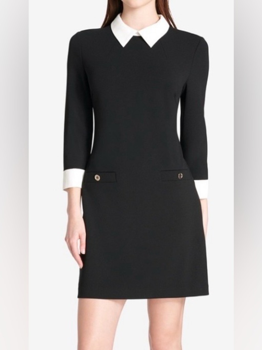 Tommy Hilfiger Black Mini Dress with White Collar & Cuff